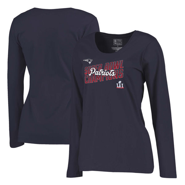New England Patriots Pro Line by Fanatics Branded Women's Plus Size Super Bowl LI Champions Long Sleeve T-Shirt - Navy